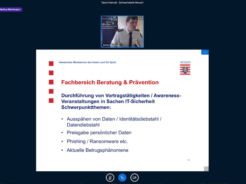 Webinar „Tatort Internet – Schwachstelle Mensch“