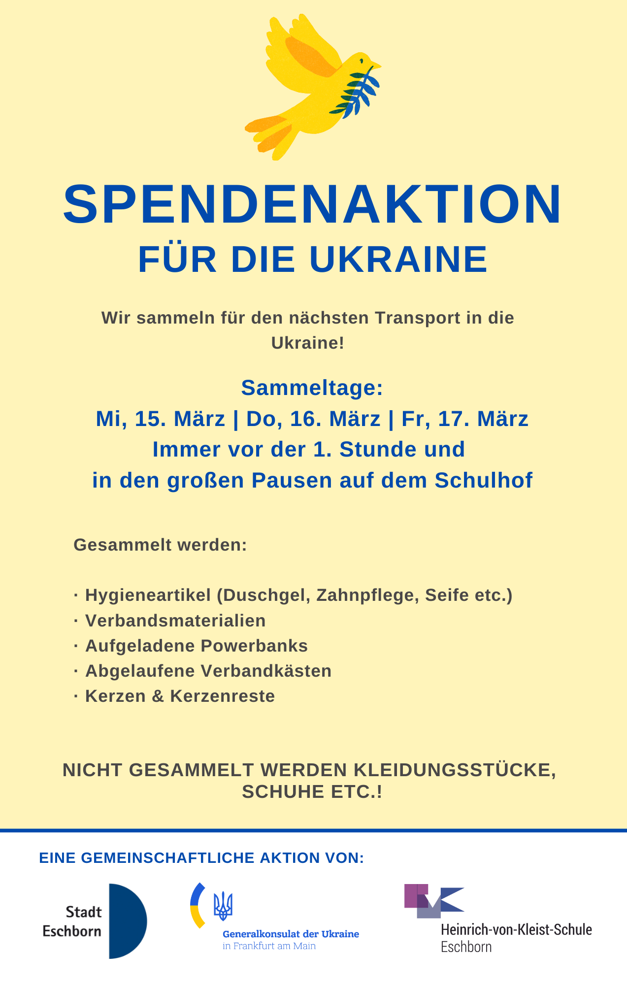 Erneute Spendenaktion für die Ukraine