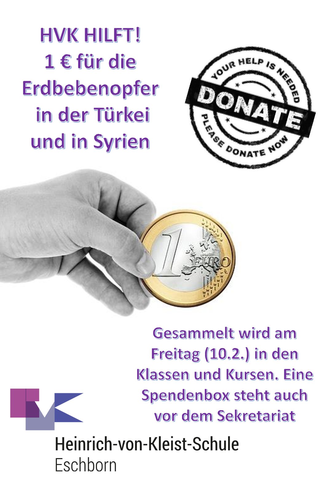 Spendenaktion für die Opfer des Erdbebens in der Türkei und Syrien